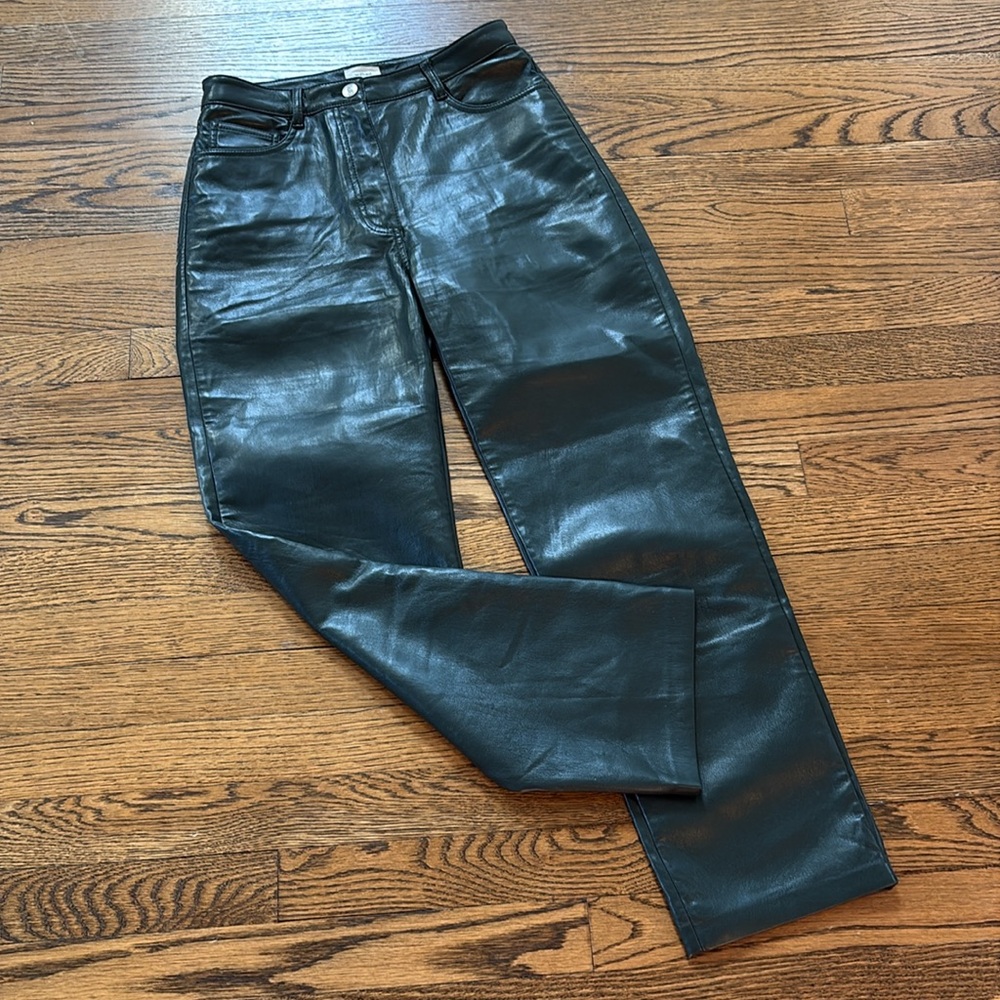 Aritzia Wilfred Hunter free green Leather Pants, 4